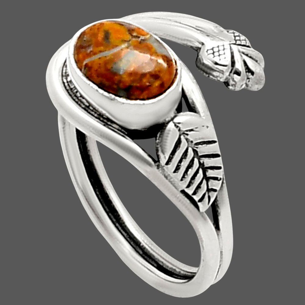 Adjustable - Natural Red Moss Agate Ring size-7 R-1276 SDR249734