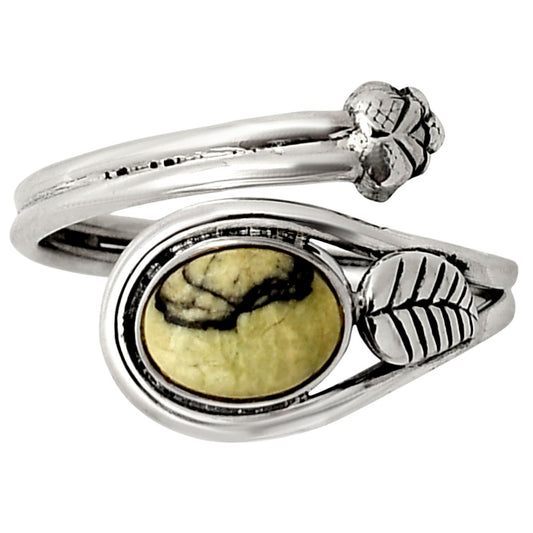 Adjustable - Authentic White Buffalo Turquoise Nevada Ring size-9 R-1276 SDR249745