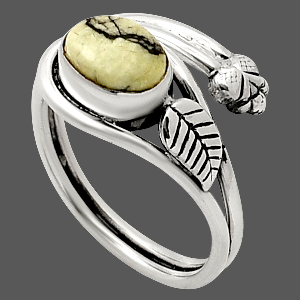 Adjustable - Authentic White Buffalo Turquoise Nevada Ring size-9 R-1276 SDR249745