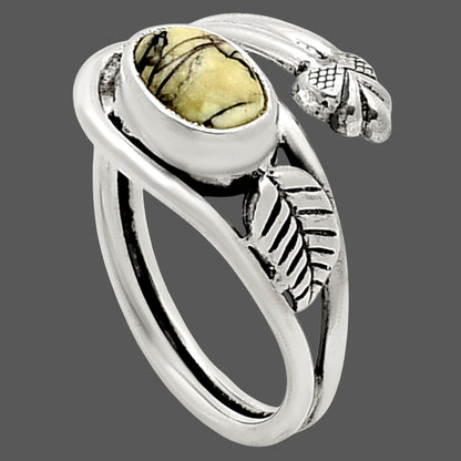 Adjustable - Authentic White Buffalo Turquoise Nevada Ring size-6 R-1276 SDR249770