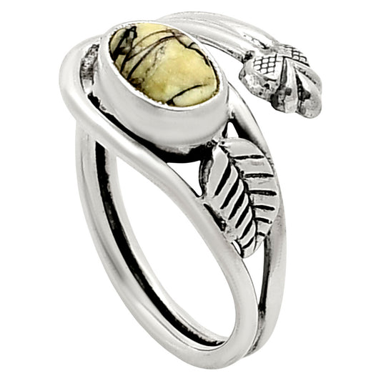 Adjustable - Authentic White Buffalo Turquoise Nevada Ring size-6 R-1276 SDR249770