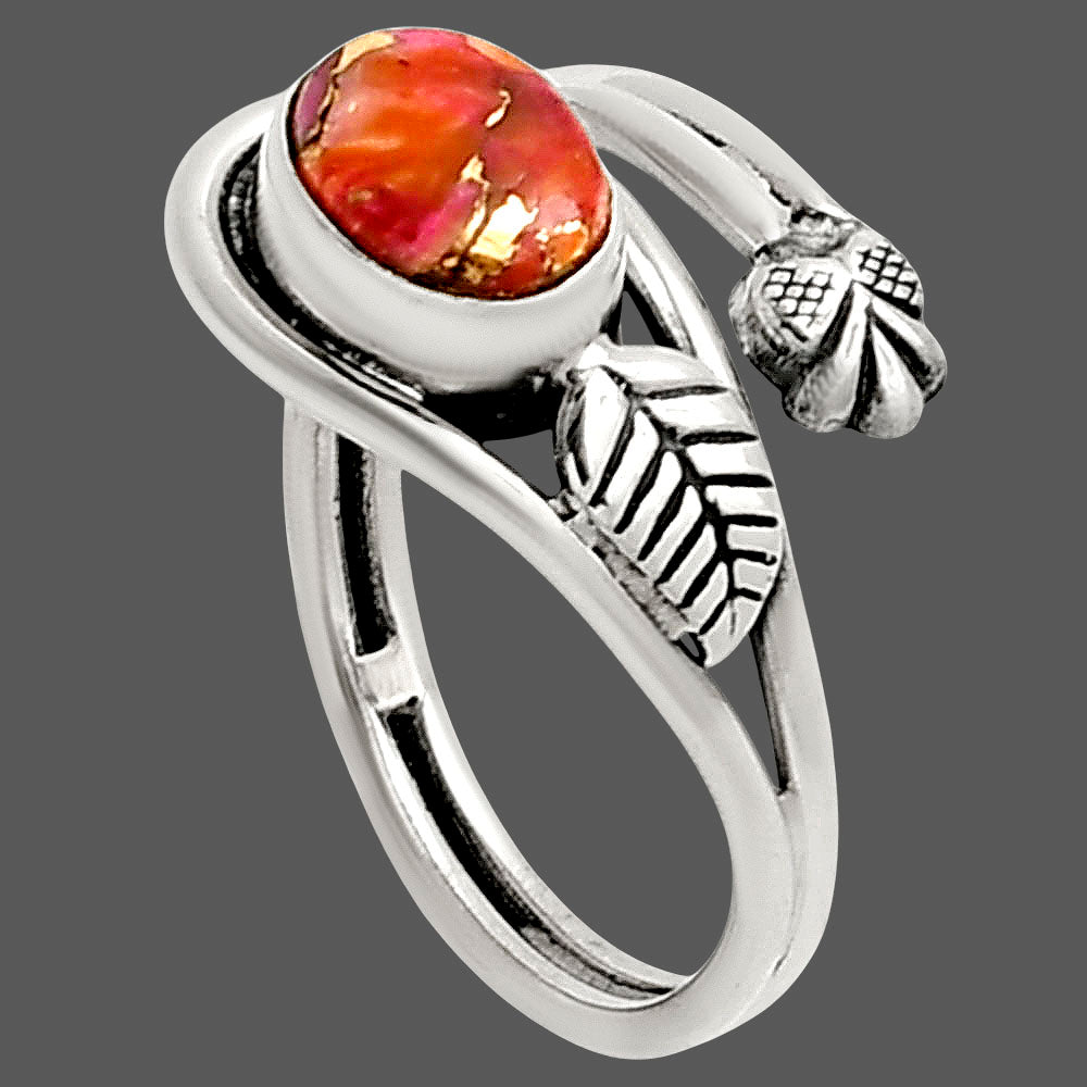 Kingman Orange Dahlia Turquoise Ring size-8 R-1276 SDR249818