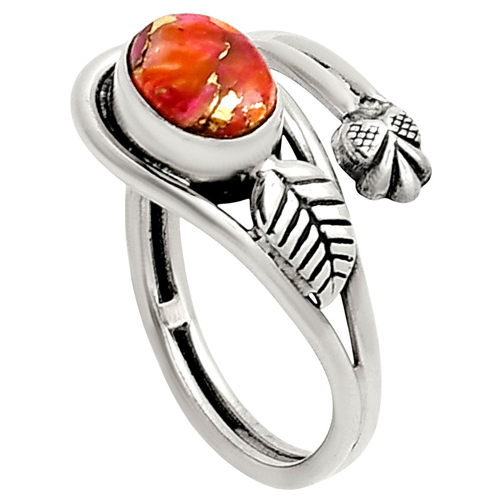 Kingman Orange Dahlia Turquoise Ring size-8 R-1276 SDR249818