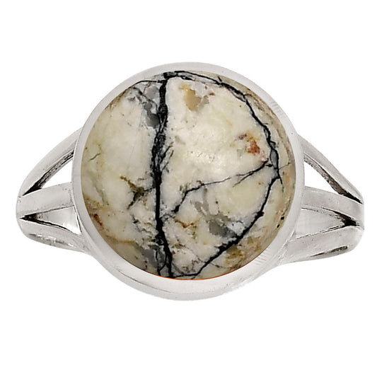 Authentic White Buffalo Turquoise Nevada Ring size-9 R-1006 SDR250064