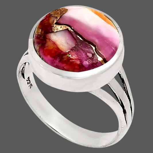 Kingman Orange Dahlia Turquoise Ring size-8 R-1006 SDR250115