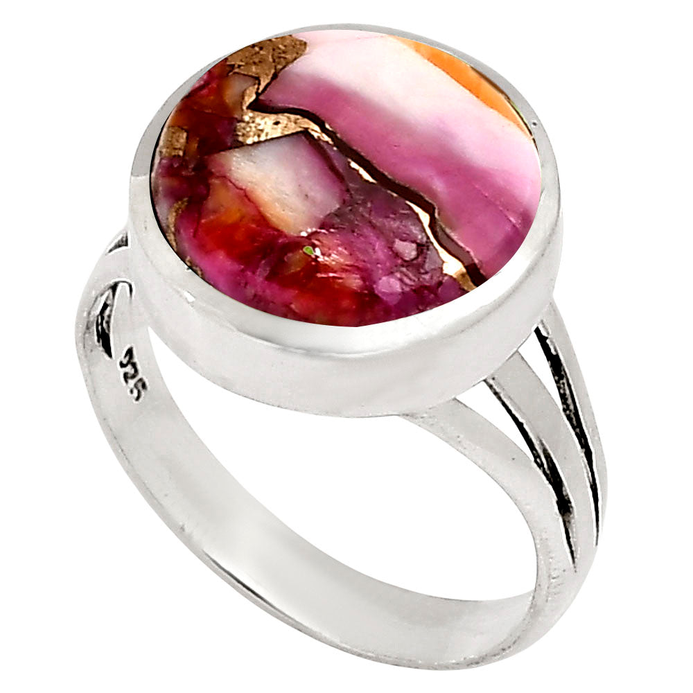 Kingman Orange Dahlia Turquoise Ring size-8 R-1006 SDR250115