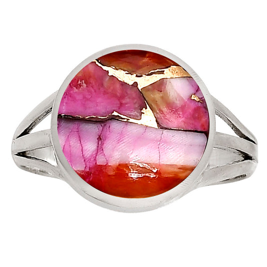 Kingman Orange Dahlia Turquoise Ring size-9 R-1006 SDR250118