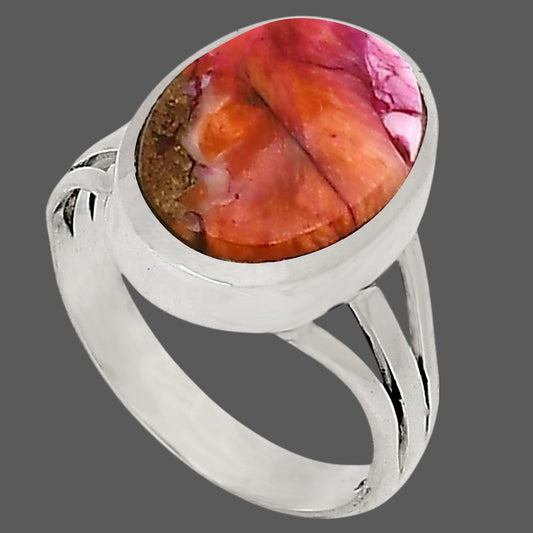 Kingman Orange Dahlia Turquoise Ring size-9 R-1006 SDR250126