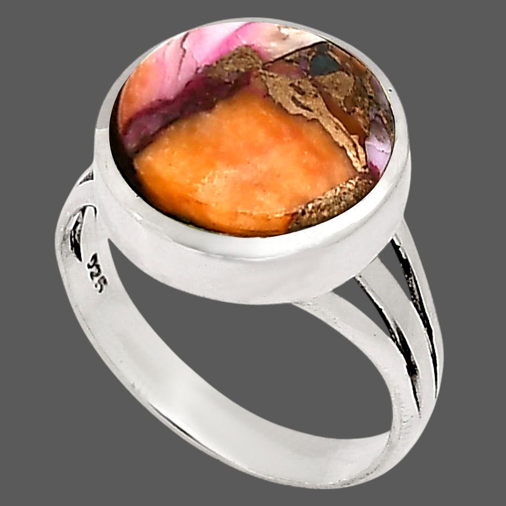 Kingman Orange Dahlia Turquoise Ring size-10 R-1006 SDR250134