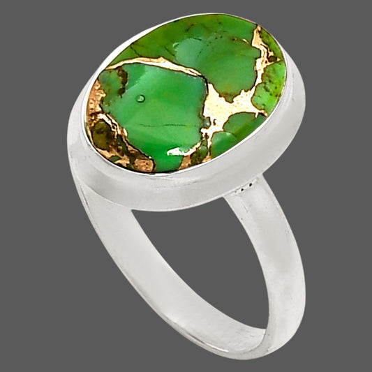 Copper Green Turquoise Ring size-8 R-1007 SDR250206