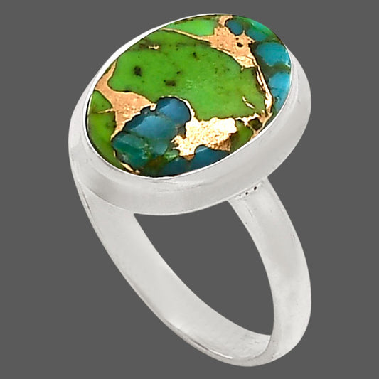 Blue Turquoise In Green Mohave Ring size-8 R-1007 SDR250209