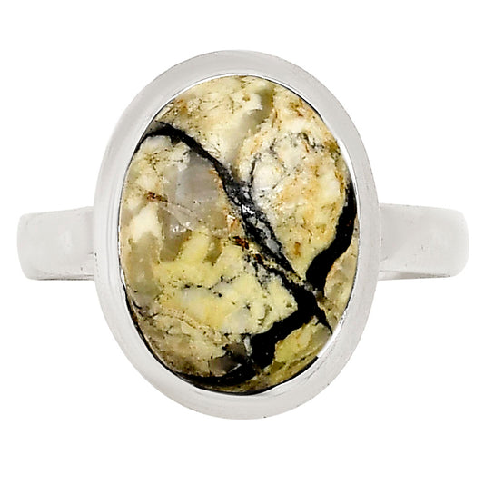 Authentic White Buffalo Turquoise Nevada Ring size-8 R-1007 SDR250225