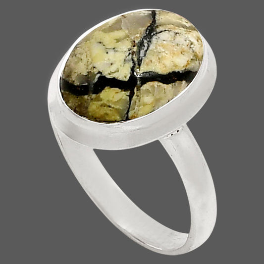 Authentic White Buffalo Turquoise Nevada Ring size-8 R-1007 SDR250225