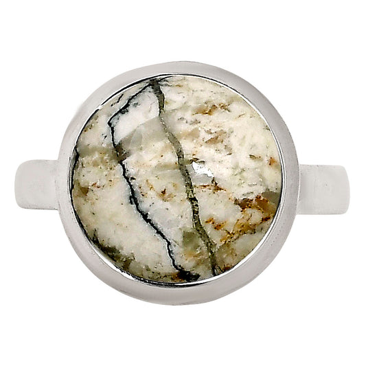 Authentic White Buffalo Turquoise Nevada Ring size-8 R-1007 SDR250226