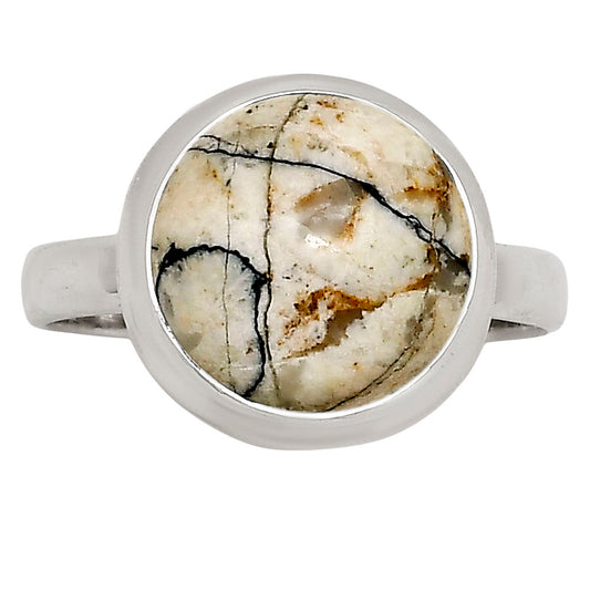 Authentic White Buffalo Turquoise Nevada Ring size-9 R-1007 SDR250229