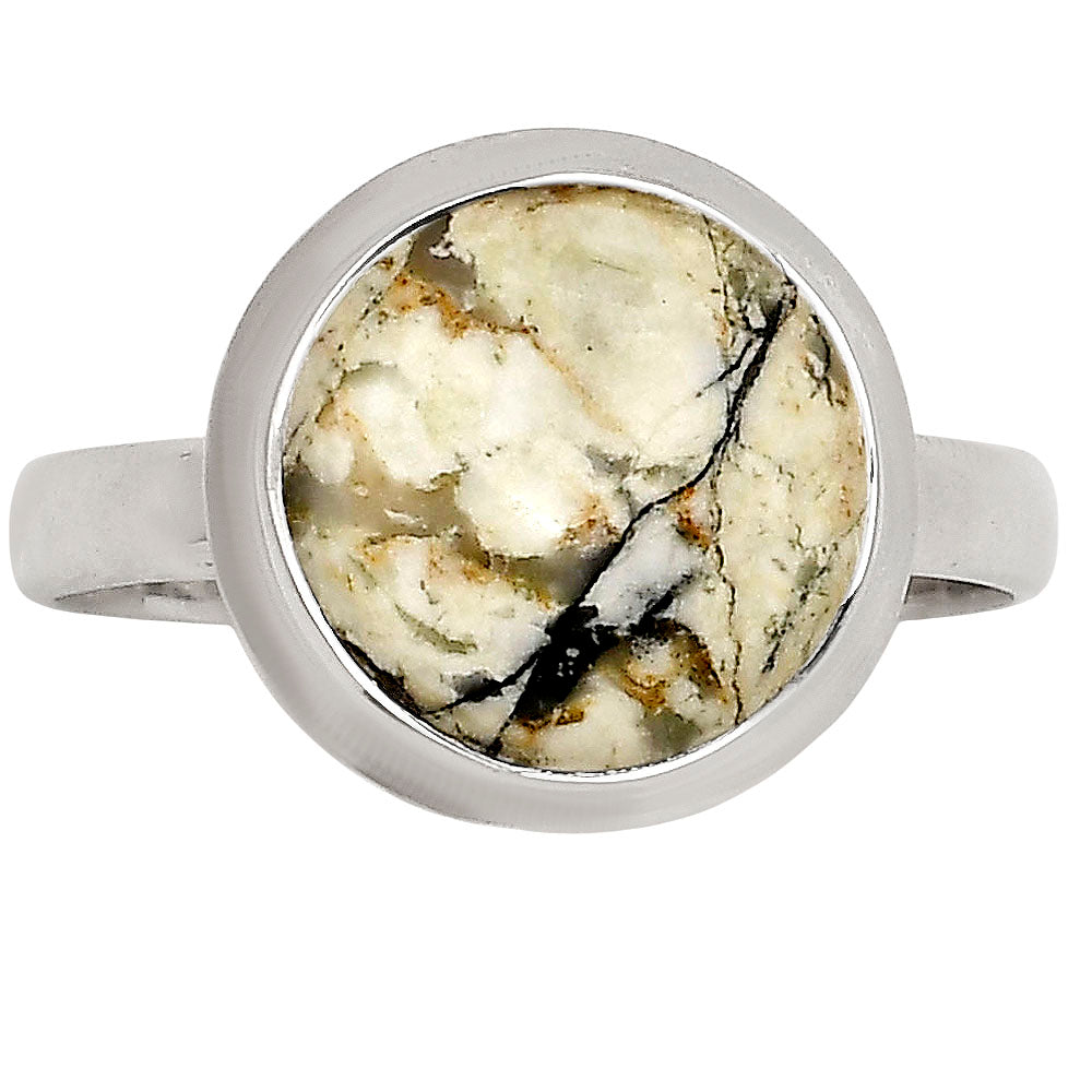 Authentic White Buffalo Turquoise Nevada Ring size-10 R-1007 SDR250235