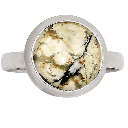 Authentic White Buffalo Turquoise Nevada Ring size-10 R-1007 SDR250235