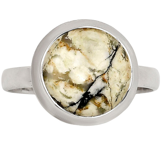 Authentic White Buffalo Turquoise Nevada Ring size-10 R-1007 SDR250235