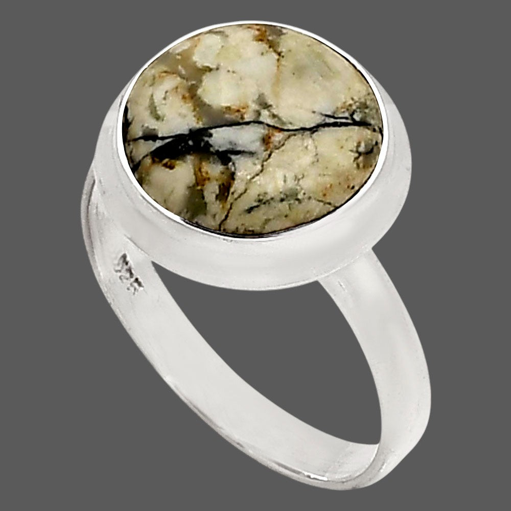 Authentic White Buffalo Turquoise Nevada Ring size-10 R-1007 SDR250235