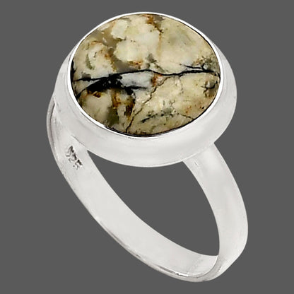 Authentic White Buffalo Turquoise Nevada Ring size-10 R-1007 SDR250235