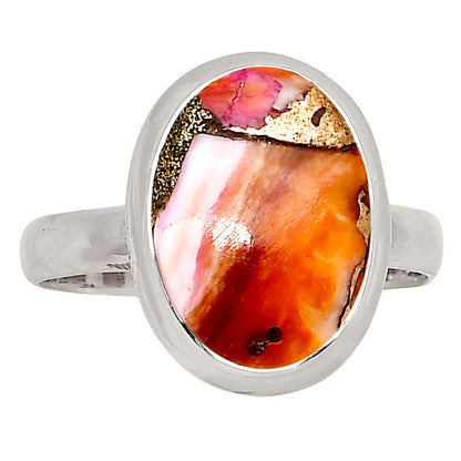 Kingman Orange Dahlia Turquoise Ring size-8 R-1007 SDR250308