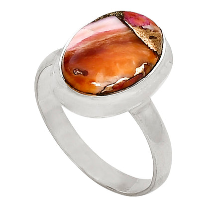 Kingman Orange Dahlia Turquoise Ring size-8 R-1007 SDR250308