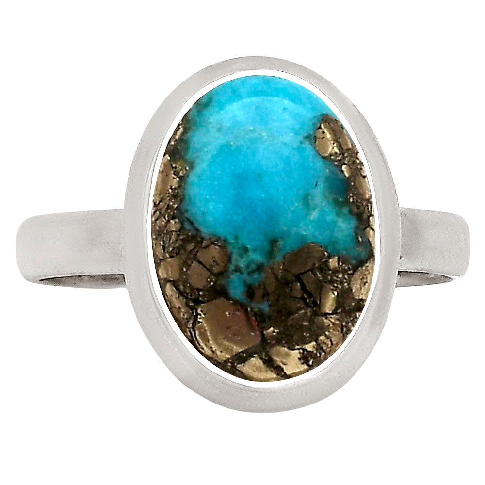 Kingman Turquoise With Pyrite Ring size-10 R-1007 SDR250396