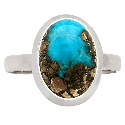 Kingman Turquoise With Pyrite Ring size-10 R-1007 SDR250396