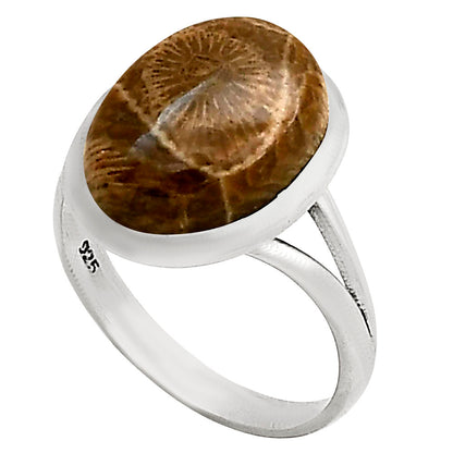 Flower Fossil Coral Ring size-7 R-1005 SDR250397