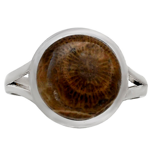 Flower Fossil Coral Ring size-8 R-1005 SDR250410
