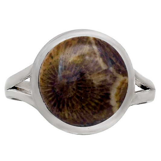 Flower Fossil Coral Ring size-9 R-1005 SDR250411