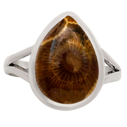 Flower Fossil Coral Ring size-9 R-1005 SDR250413