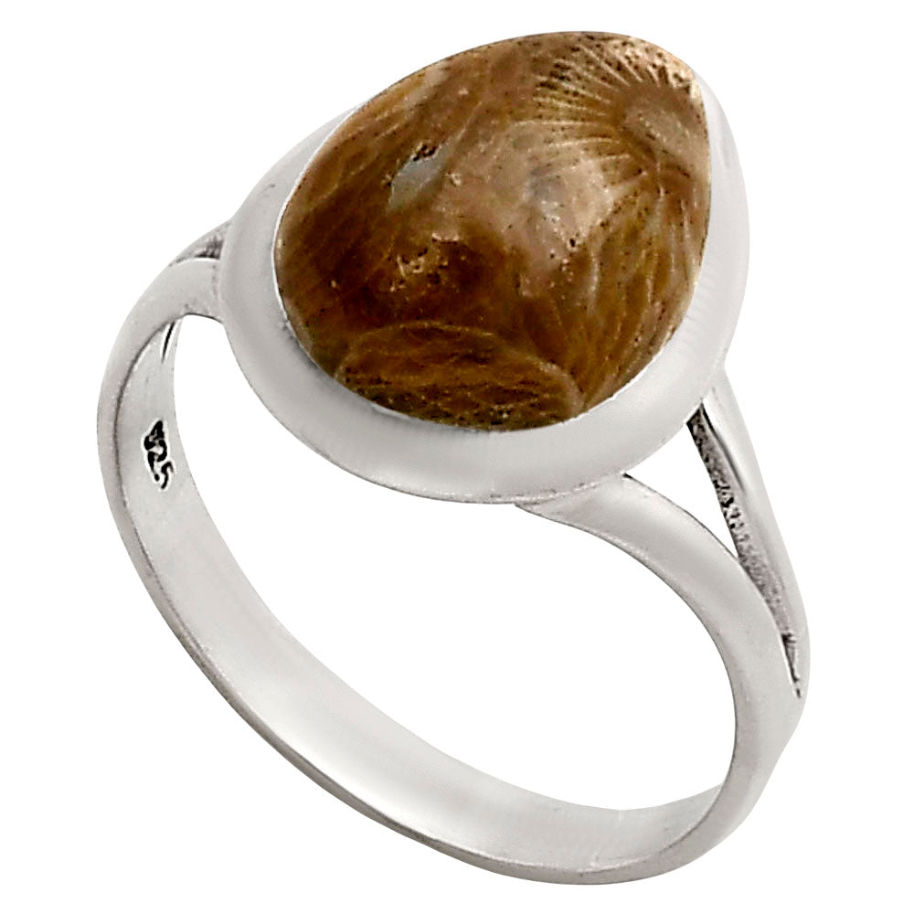 Flower Fossil Coral Ring size-9 R-1005 SDR250415