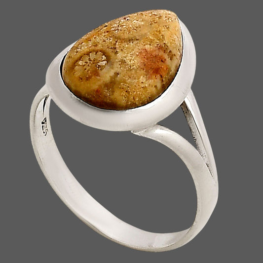 Flower Fossil Coral Ring size-9 R-1005 SDR250416