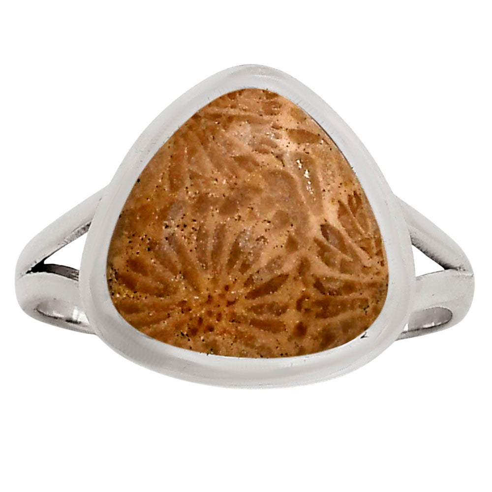 Flower Fossil Coral Ring size-10 R-1005 SDR250417