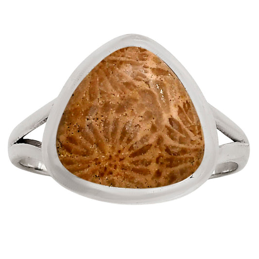 Flower Fossil Coral Ring size-10 R-1005 SDR250417