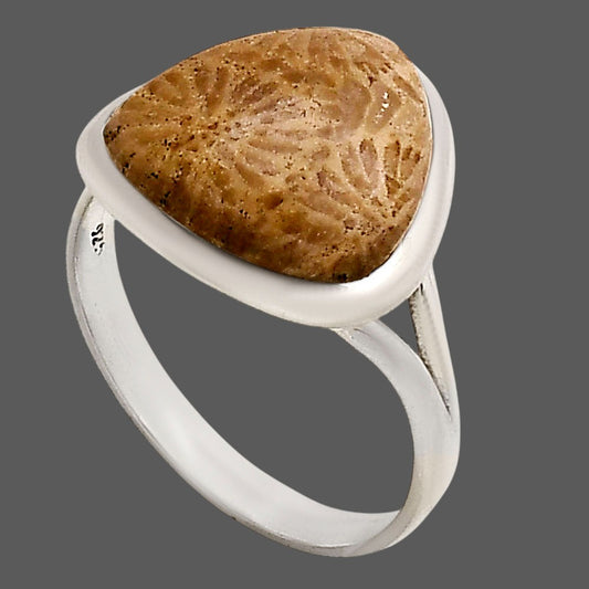 Flower Fossil Coral Ring size-10 R-1005 SDR250417