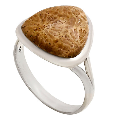 Flower Fossil Coral Ring size-10 R-1005 SDR250417