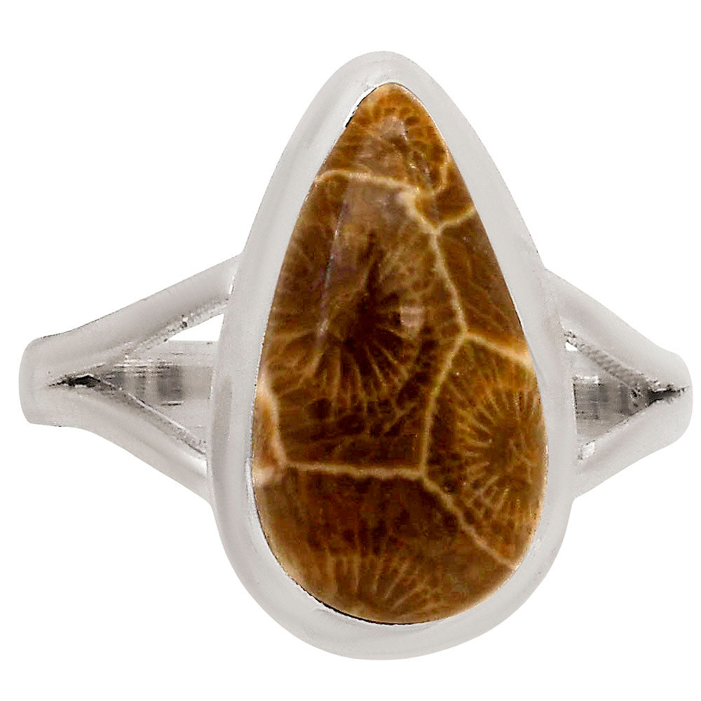 Flower Fossil Coral Ring size-10 R-1005 SDR250422