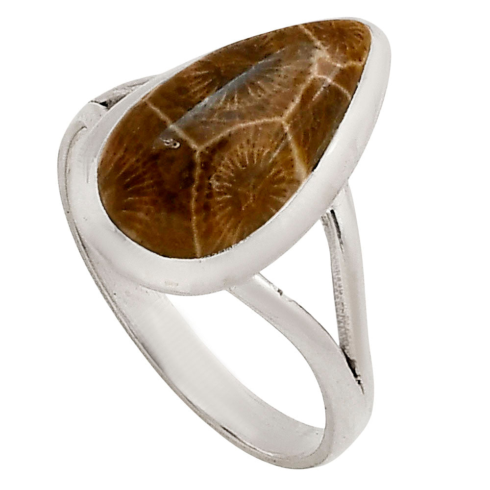 Flower Fossil Coral Ring size-10 R-1005 SDR250422