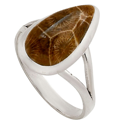 Flower Fossil Coral Ring size-10 R-1005 SDR250422