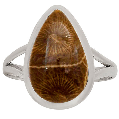 Flower Fossil Coral Ring size-10 R-1005 SDR250423
