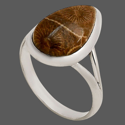Flower Fossil Coral Ring size-10 R-1005 SDR250423