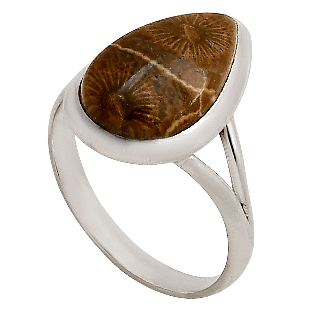 Flower Fossil Coral Ring size-10 R-1005 SDR250423