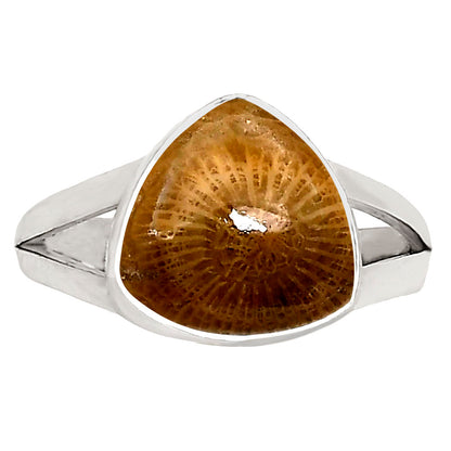 Flower Fossil Coral Ring size-7 R-1002 SDR250567