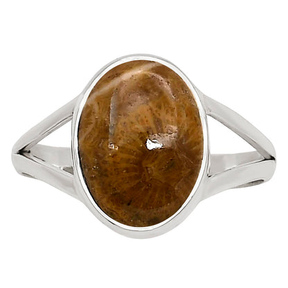 Flower Fossil Coral Ring size-7 R-1002 SDR250570