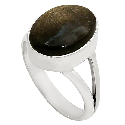Silver Obsidian Ring size-8 R-1002 SDR250589