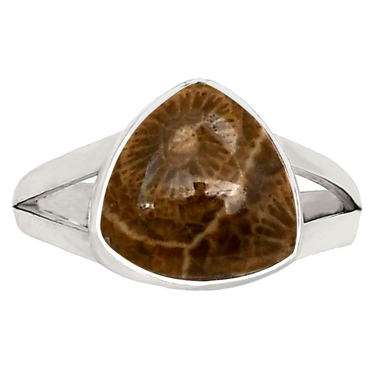 Flower Fossil Coral Ring size-6 R-1002 SDR250681