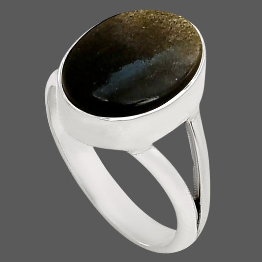 Silver Obsidian Ring size-8 R-1002 SDR250738