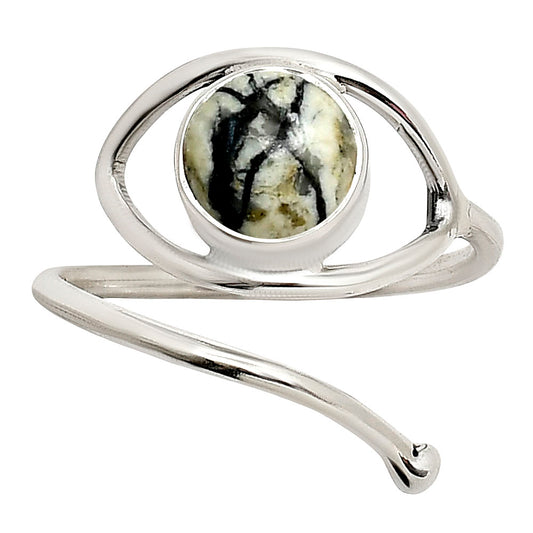 Eye Adjustable - Authentic White Buffalo Turquoise Nevada Ring size-9 R-1254 SDR250911